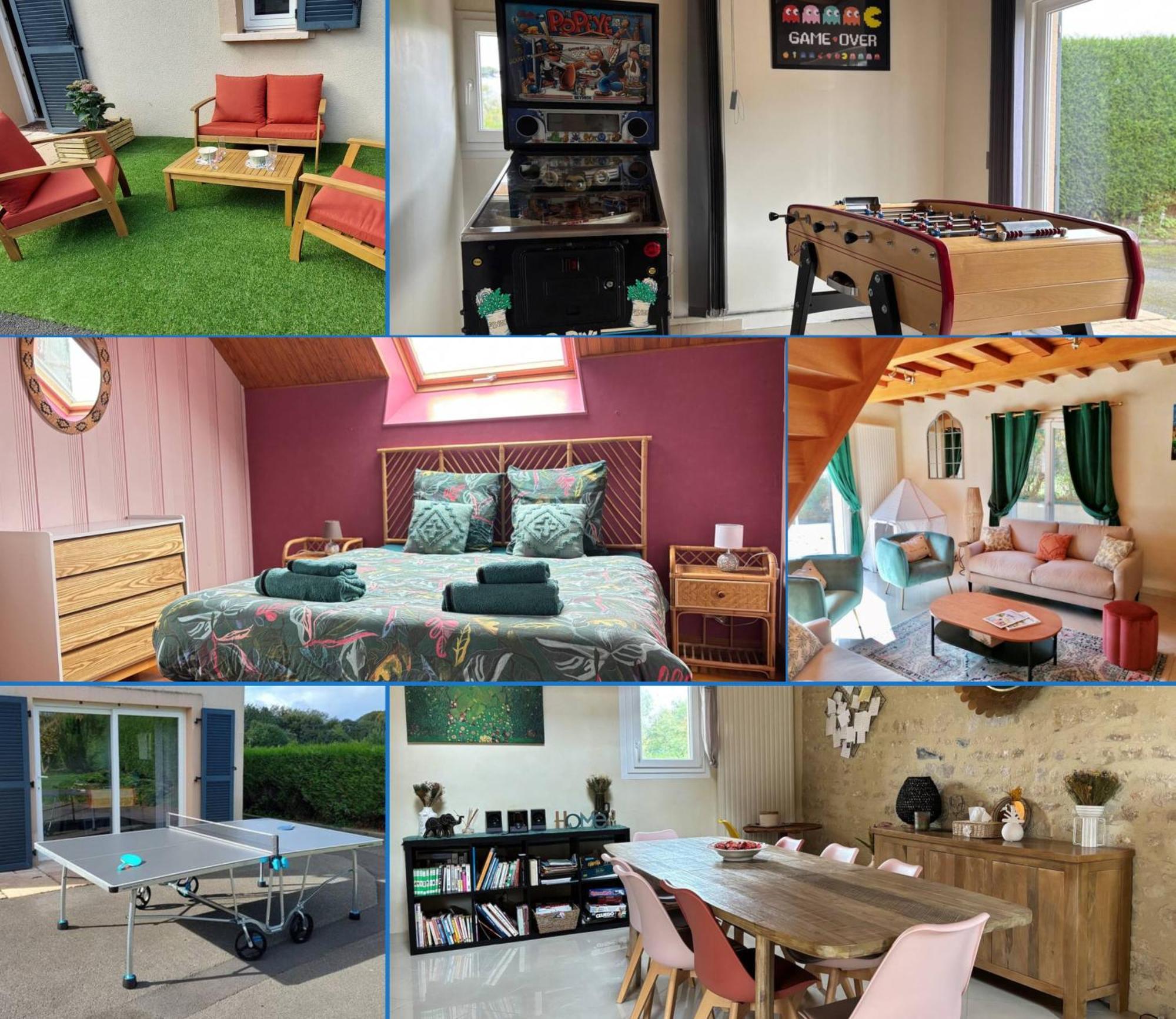 Le So Art, Grande Maison 4 Chambres, Terrain De Petanque, Grand Jardin Clos, Flipper, Babyfoot, Jeux Arcade, Ping Pong,1 Km Mer, Proche Golf, Port En Bessin, Bayeux Et Plages Du Debarquement, Adaptee Enfants Commes 外观 照片
